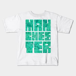 Manchester, England City Map Typography - Watercolor Kids T-Shirt